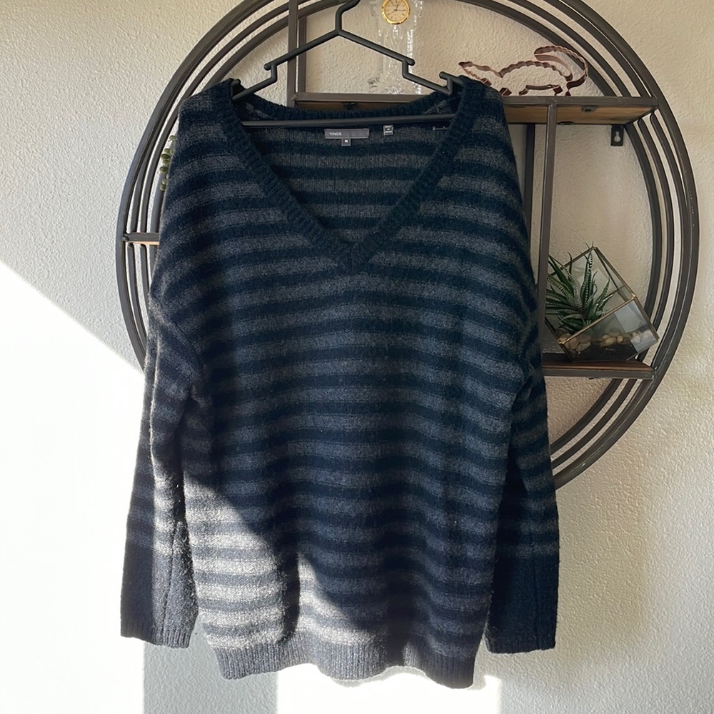 Vince Merino Wool Drop Shoulder Striped Sweater